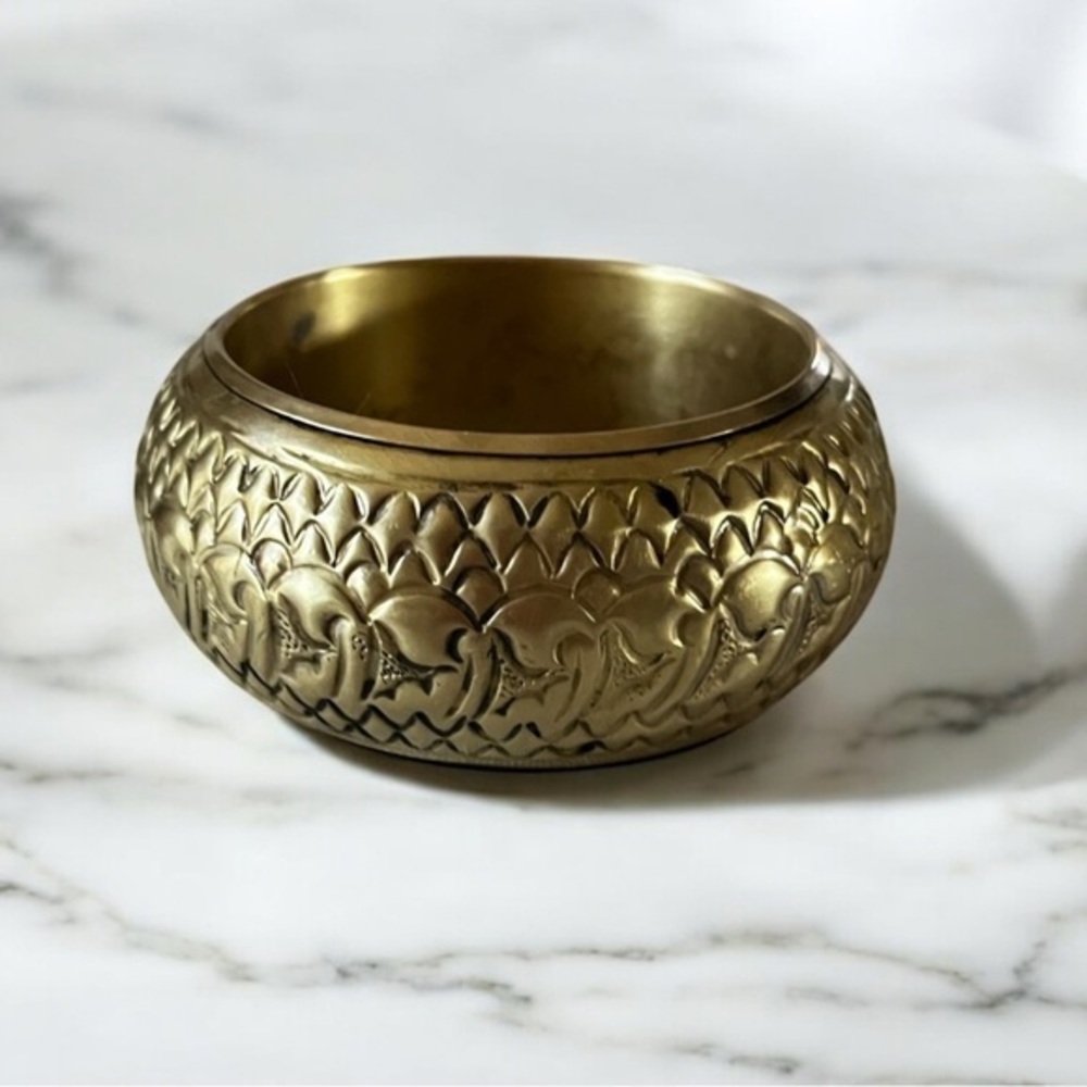 Vintage Brass gold Puffy Bangle with embossed design….